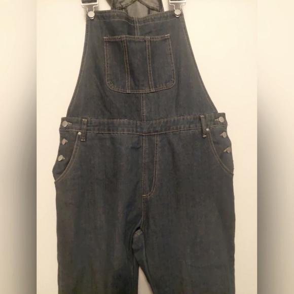 Women's Denim Bib Overalls Medium wash Relaxed Straight Leg Casual 1X - Picture 5 of 6